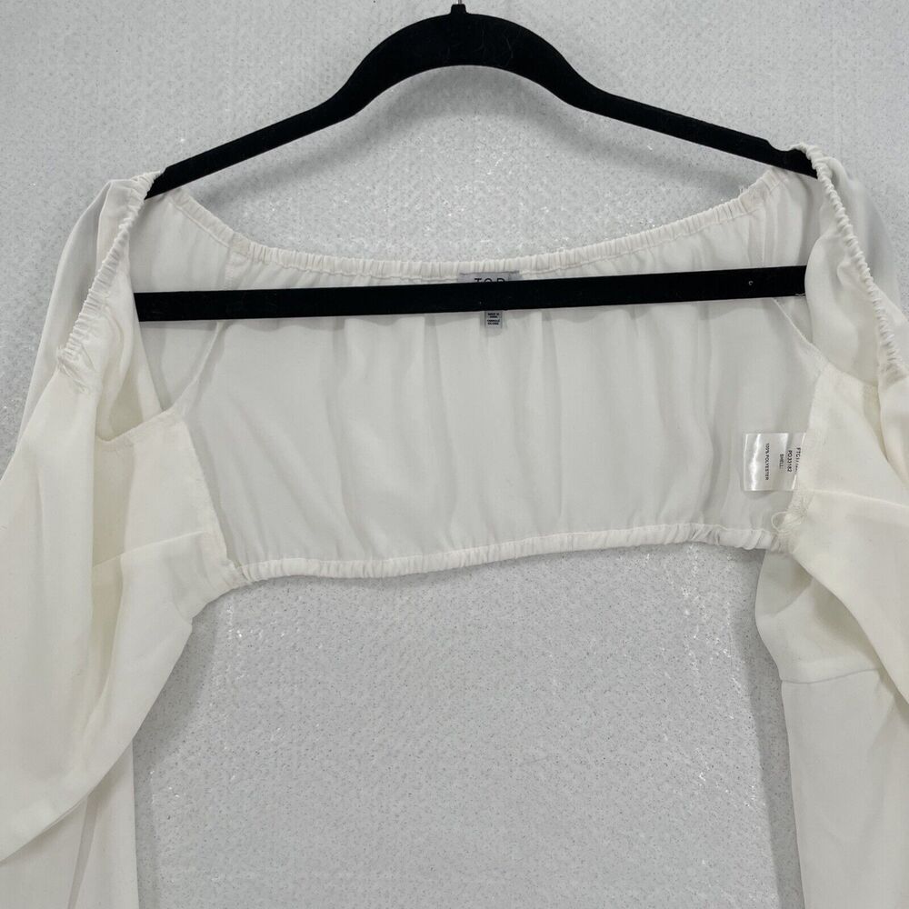 Tobi Crop Top Tie Front Small White Long Flare Sleeve Elastic Back Festival Boho - Picture 4 of 12